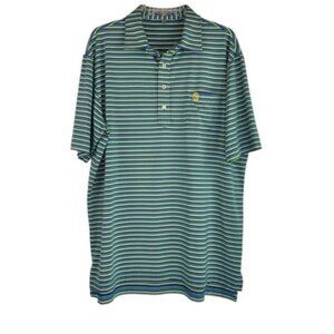Peter Millar Summer Comfort Striped Polo Short Sleeve Shirt Top Green